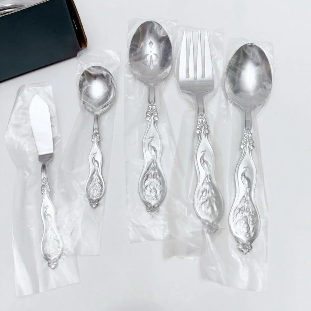 Wallace Peacock 45 Piece Service for 8 Stainless Steel Flatware Set NEW IN BOX